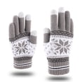 thumbnail image 1 of Men Women Winter Warm Knitted Gloves, Touchscreen Phone Gloves with Snowflake Pattern, Thick Gloves for Cold Weather, Unisex Thermal Screen Compatible Gloves Grey, 1 of 4