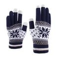 thumbnail image 1 of Men Women Winter Warm Knitted Gloves, Touchscreen Phone Gloves with Snowflake Pattern, Thick Gloves for Cold Weather, Unisex Thermal Screen Compatible Gloves Navy, 1 of 9