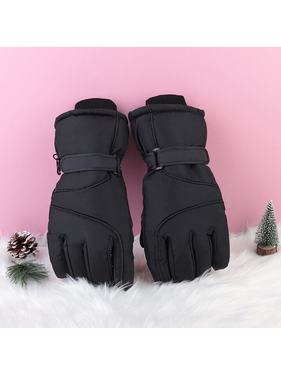 Men Women Winter Warm Thick Thermal Insulated Gloves Waterproof Snow Ski Gloves-Men-Black