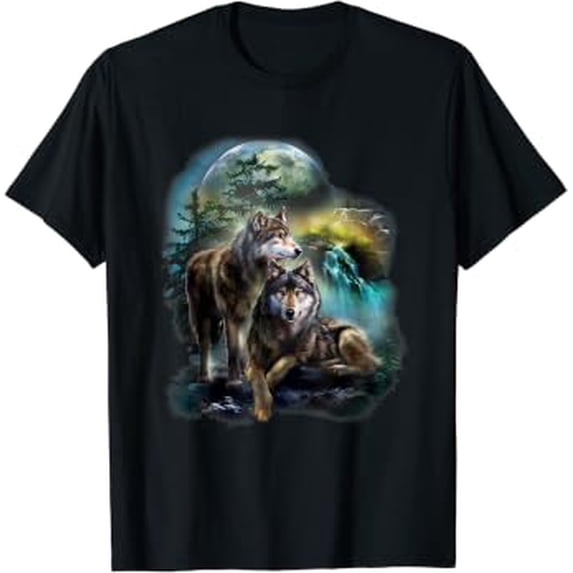 Men Women Wolf For Moon Graphic T-Shirt, Size S-5XL