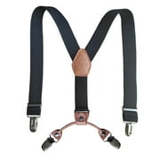 Men Women Y Back Suspender 1 Inch Elastic Adjustable Boy Suspenders With 4 Sturdy Clips (Brown Leather) (Brown 43 Inches)) Complete Duty Belt