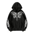 thumbnail image 1 of Men Women Y2K Zip Up Hoodie Gothic Graphic Grunge Emo Alt Baggy Hooded Sweatshirt Punk Streetwear, 1 of 5