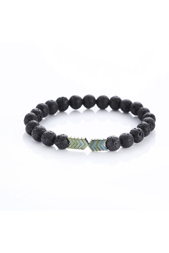 Men Women Yoga Energy Stone Bracelet Volcanic Lava Beads Magnetic Hematite Arrow Stretch Bracelet Jewelry Gift