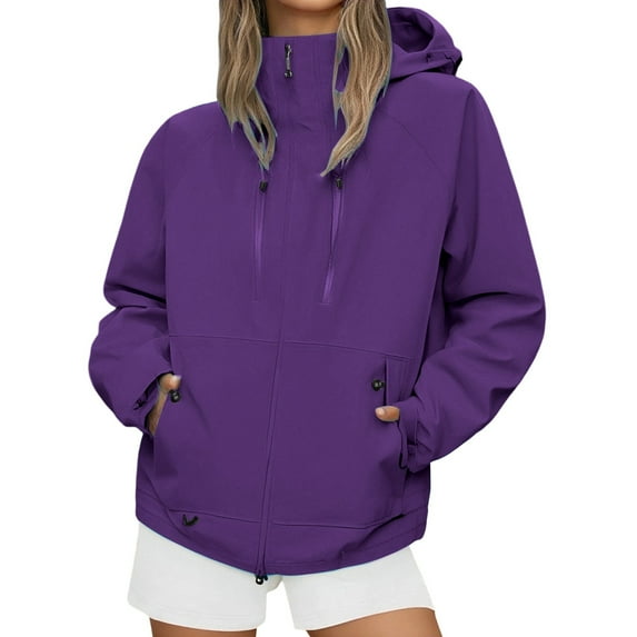 Men Women Zipper Hooded Jackets Solid Color Lightweight Outdoor Hiking Windproof Coat With Pockets Fall Winter Warm Thicken Workwear Outwears Clothes