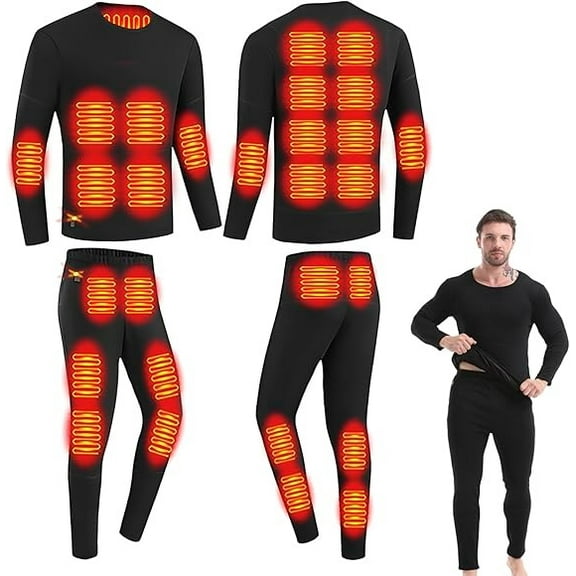 Men Women heated thermal underwear Set USB Constant Temperature 28 Zone intelligent Heated thermals top and bottom set,Suitable for cold winter thermal underwear for skiing