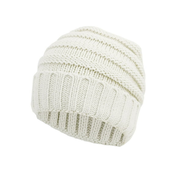 Men/Women's Chunky Soft Knitted Warm Winter Beanie Hat, Natural