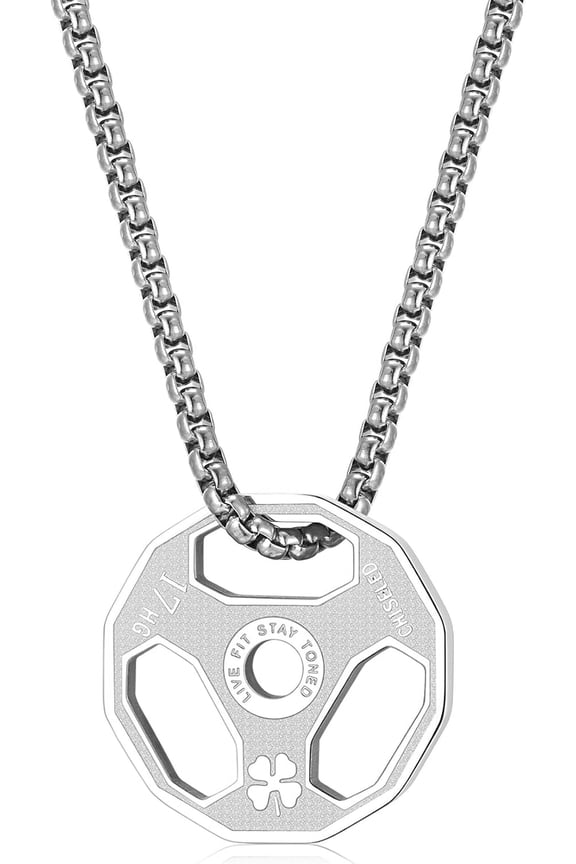 Men Women's Dumbbell Pendant Necklace Stainless Steel Couples Barbell Pendant Fitness Gym Sports Dumbbell Weight Lifters Barbell Chain Jewelry