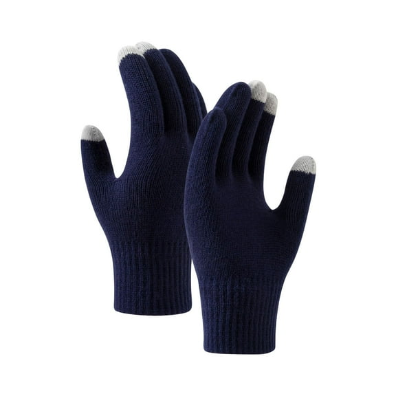 Men and Women's Fashion Knit Sports Gloves, Warm Wool Blend Cycling and Skiing Gloves, Thermal Fitness Gloves for Outdoor Activities, Stretchable Workout Gloves Navy