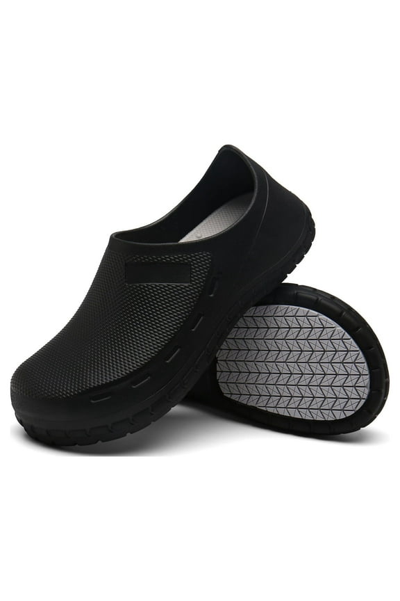 Men and Women's Garden Nursing Doctors Water Resistant Safety Work Shoes Non Slip Kitchen Chef Clogs Indoor and Outdoor Comfortable Shoes for Kitchen Office Seaside Black 11.5