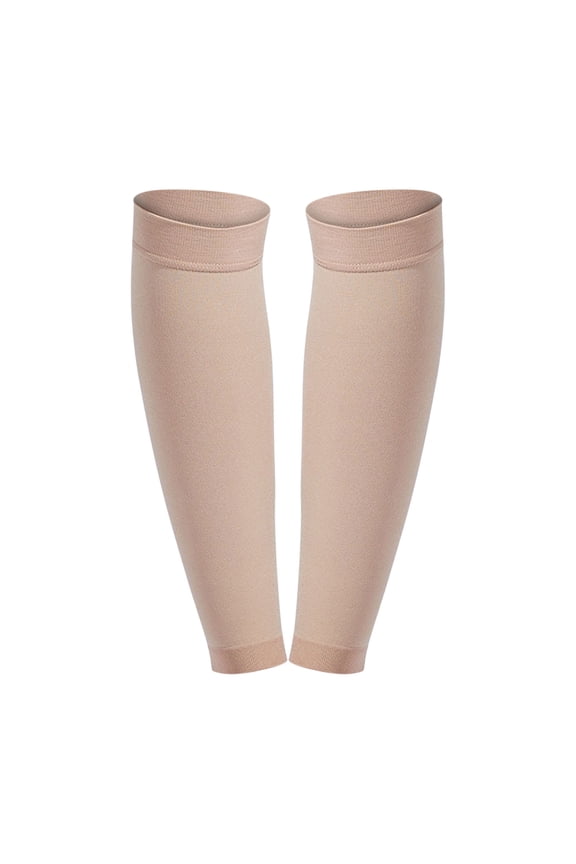 Men and Women's High Pressure Calf Compression Sleeves, Mid-Calf Support Socks for Leg Swelling and Athletic Recovery, 1 Pair of Breathable Footless Socks for Enhanced Circulation and Comfort - Beige