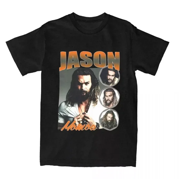 Men Women's Jason Momoa Shirt Merch Funny Cotton T Shirts Tee Clothing Plus Size