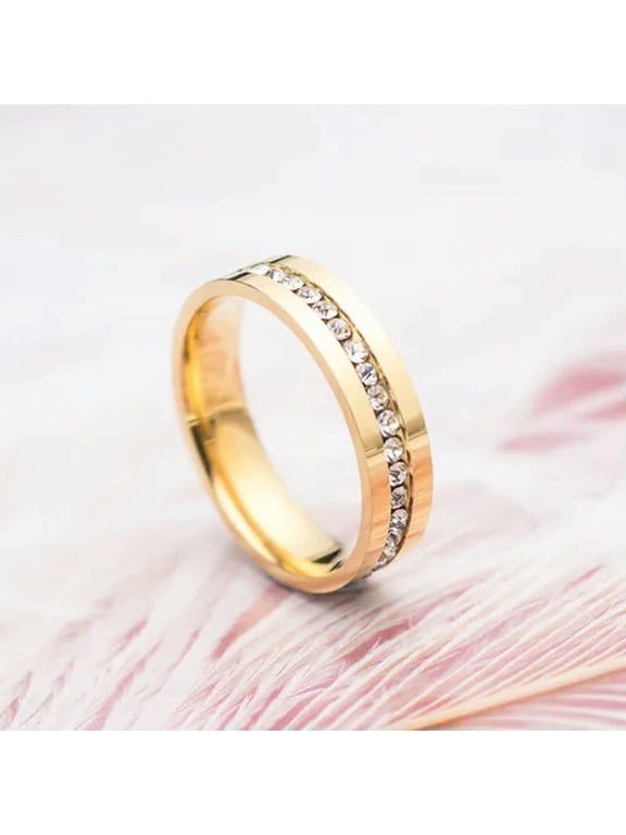 Men/Women's Jewelry Titanium Steel Silver/Gold AAA Cz Bands Wedding Ring Sz 6-11