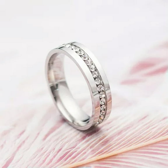 Men/Women's Jewelry Titanium Steel Silver/Gold AAA Cz Bands Wedding Ring Sz 6-11