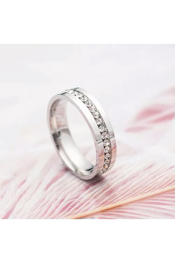 Men/Women's Jewelry Titanium Steel Silver/Gold AAA Cz Bands Wedding Ring Sz 6-11