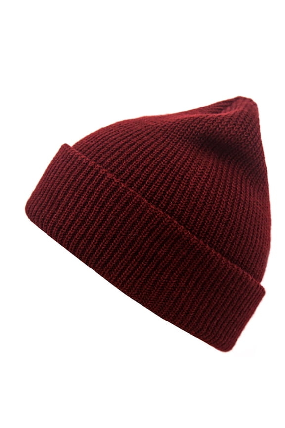 Men and Women's Knit Beanie, Solid Color Cuffed Winter Hat, Warm Wool Skull Cap for Skiing, Hiking, Mountaineering, Fishing and Outdoor Activities-Red