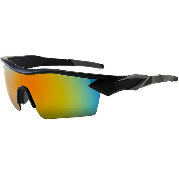 Men and Women's Polarized Black UV400 Protection Shield Reflective Rainbow Visor Mirror Cycling,Running Military Sports Glasses 80s 90's Baseball Glasses Sunglasses