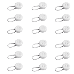 Men and Women's Shirt Collar Extenders - Dress Shirt, Cuff, Vests, Pants, and Neck Button Extender - Soft & Elastic Seamless Blend Design (18 Pack, White)