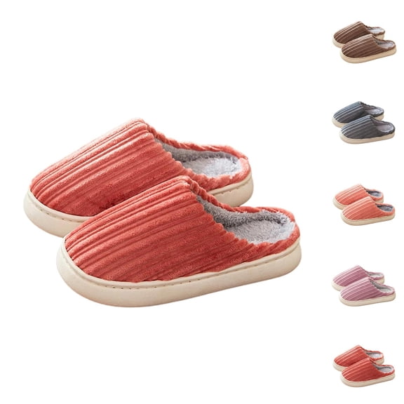 Men&Women's Slippers with Soft Plush Knit and Lightweight Non- Sole, Cozy House Shoes and Fashion Indoor Footwear for Fall And Winter 8 Watermelon Red