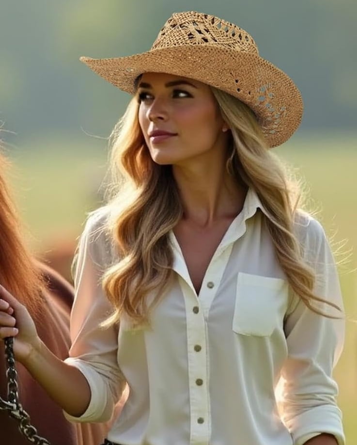 3442 Men & Women\'s Summer Cowboy Cowgirl Straw Hat Hollow Out Style Roll Up EOZY Men & Women main image 4