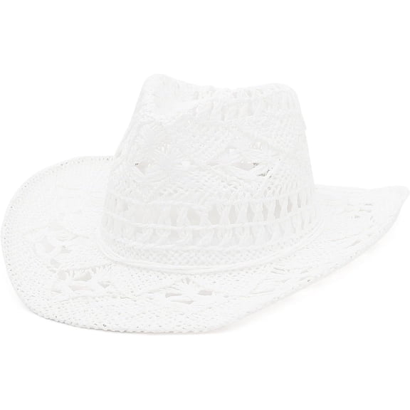 Men & Women's Summer Cowboy Cowgirl Straw Hat Hollow Out Woven Roll Up Wide Brim Hat