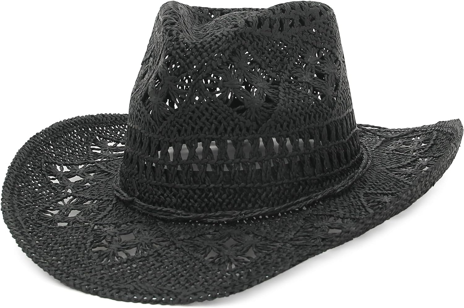7455 Men & Women\'s Summer Cowboy Cowgirl Straw Hat Hollow Out Woven Roll Up Men & Women main image 4