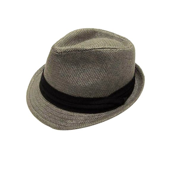 Men / Women's Summer Vintage Straw Fedora Hat 756_Grey Large/X-Large