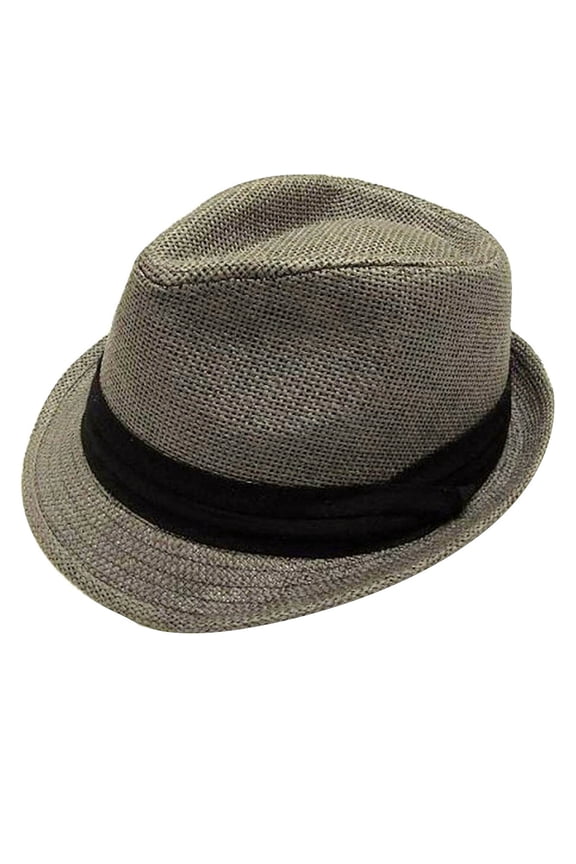 Men / Women's Summer Vintage Straw Fedora Hat 756_Grey Small/Medium