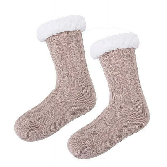 Men/Women's Thick Warm Slipper Socks Non Slip Winter Cozy Fuzzy Fleece Lining Thermal Sock with Grips