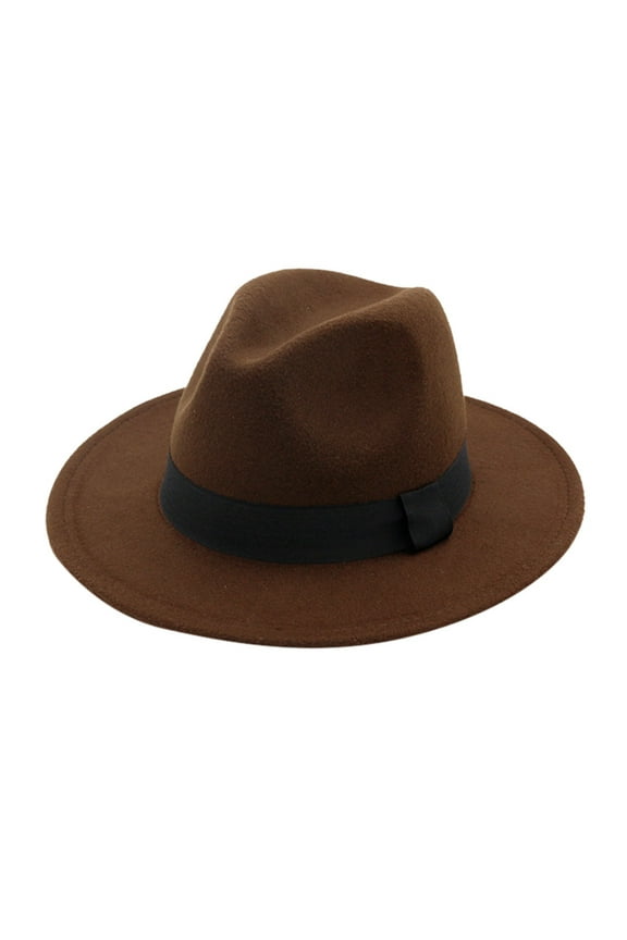 Men and Women's Vintage Wool Fedora Hat, Classic British Style Wide Brim Hat for Men and Women, Timeless Formal and Casual Hat for Daily Wear and Events - Coffee