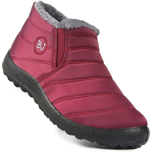 Men Women's Waterproof Ankle Boots Thick Outsole Non-slip Outdoor Lady Snow Boots Slip-on Winter Cotton Shoes