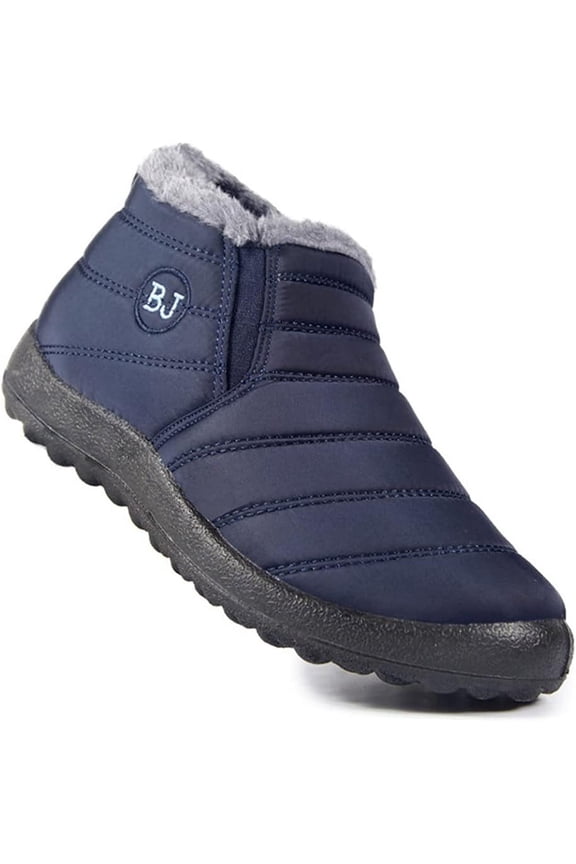 Men Women's Waterproof Ankle Boots Thick Outsole Non-slip Outdoor Lady Snow Boots Slip-on Winter Cotton Shoes