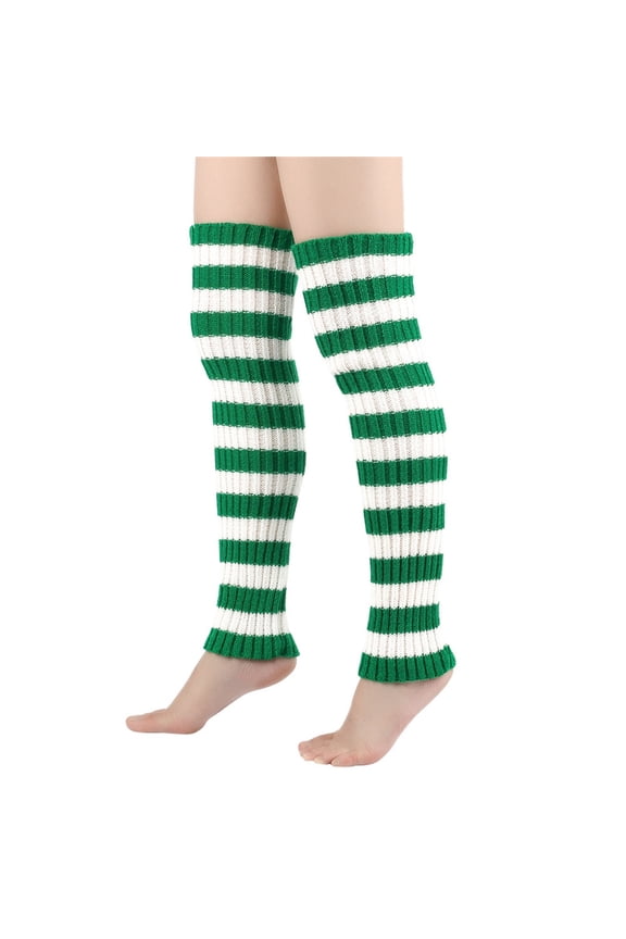Men and Women's Winter Striped Knit Leg Warmers,Over The Knee Boot Socks with Slouchy Design,Thermal Yarn Knitted Leg Guards for Cold Weather,Stretchable Foot and Leg Covers for Boots and Indoor Wear