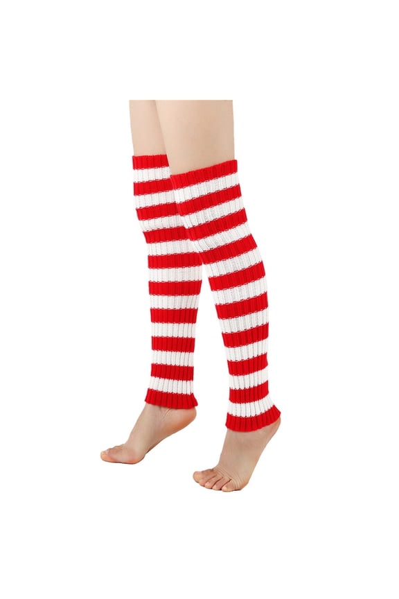 Men and Women's Winter Striped Knit Leg Warmers,Over The Knee Boot Socks with Slouchy Design,Thermal Yarn Knitted Leg Guards for Cold Weather,Stretchable Foot and Leg Covers for Boots and Indoor Wear
