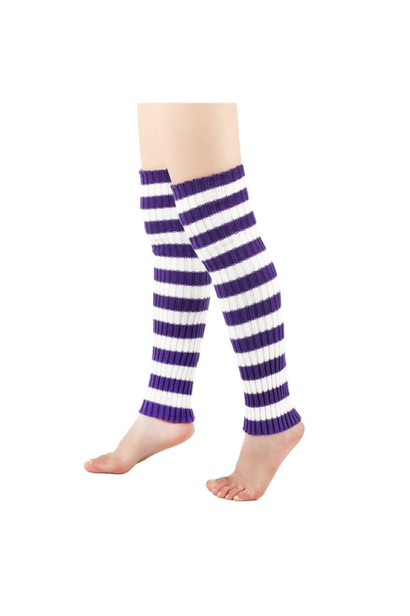 Men and Women's Winter Striped Knit Leg Warmers,Over The Knee Boot Socks with Slouchy Design,Thermal Yarn Knitted Leg Guards for Cold Weather,Stretchable Foot and Leg Covers for Boots and Indoor Wear