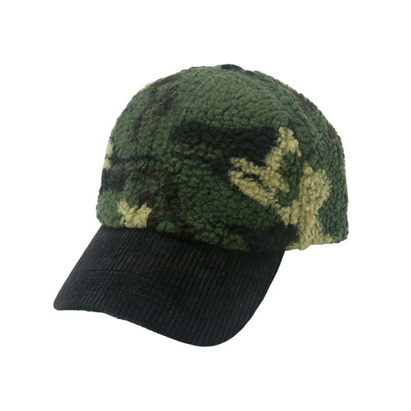 Men Womens Baseball Caps Camouflage Baseball Cap Corduroy Lined Winter Outdoor Military Adjustable Trucker Hat Army Green M