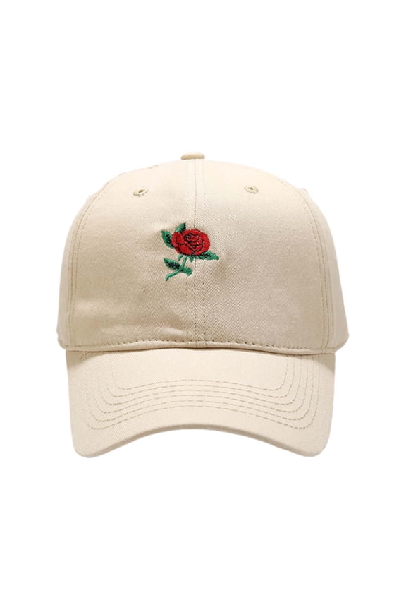 Men Womens Baseball Caps Rose Embroidered Soft Top Baseball Cap Face Adjustable Unisex Hat Street Running Workouts Beige One Size