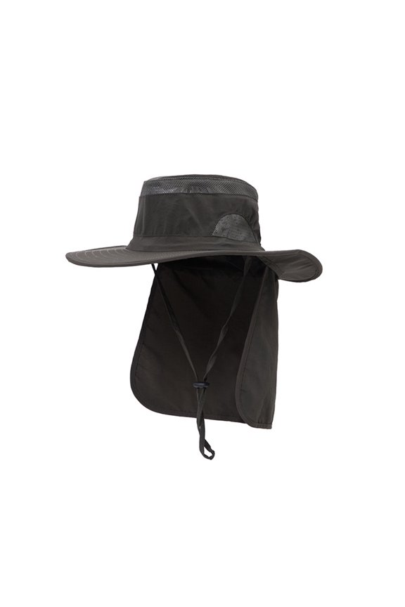 Men Womens Mountaineering Fishing Hood Rope Outdoor Shade Casual Bucket Hat, Green