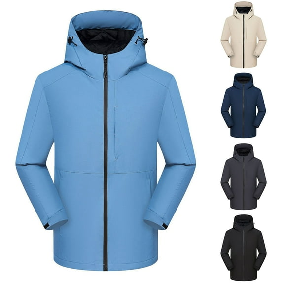 Men and Womens Puffer Jacket with Hood Packable Lightweight Water-Resistant Outdoor Winter Coat for Snow Ski Travel Sprint Coat Thickened Outdoor Ski Suit Hooded Warm Coat Blue M