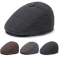 thumbnail image 1 of Men Wool Blend Flat Cap Tweed Newsboy Ivy Hat,One Size, 1 of 3