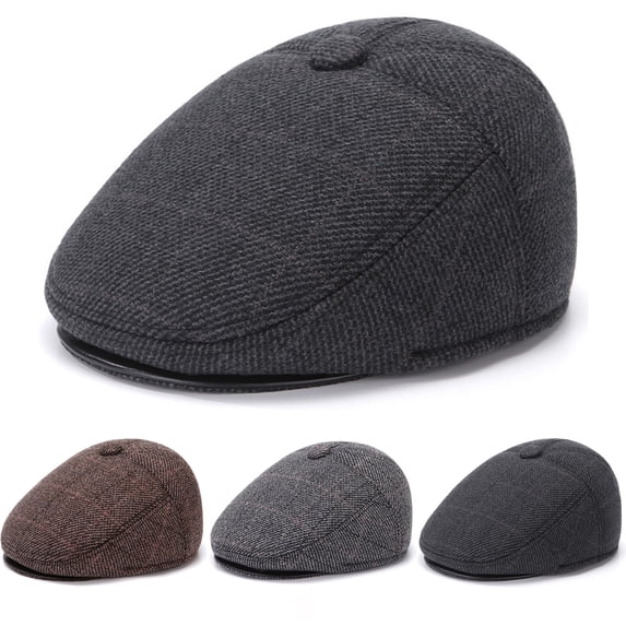 Men Wool Blend Flat Cap Tweed Newsboy Ivy Hat,One Size