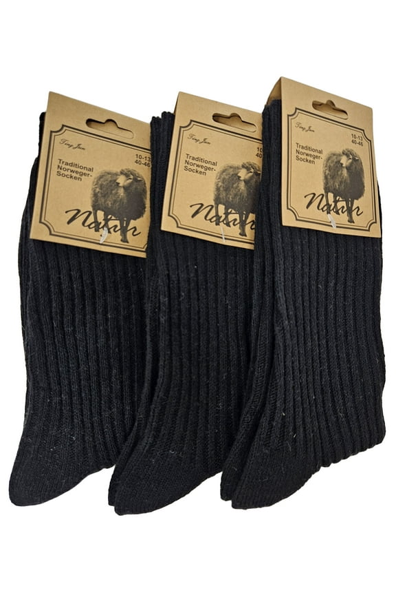 Men Wool Blend Socks, Norweger Warm Winter Boot Casual Thermal Crew Socks, Size 10-13 3-Pack