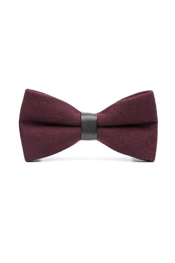 Men Wool Faux Leather Bow Tie Wedding Party Groom Suit Tuxedo Shirt Bowtie