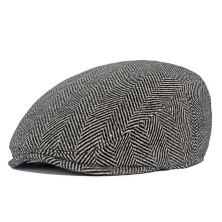 Men Wool Newsboy Beret Flat Hat Peaked Ivy Cap Golf Driving Winter Warm Hat