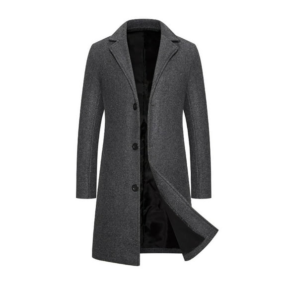 Men Woolen Coat Men's Woolen Coat Notch Lapel Long Sleeve Single Breasted Jacket Solid Color Windproof Business Casual Overcoat Men Coat