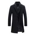 thumbnail image 1 of Men Woolen Coat Men's Woolen Coat Notch Lapel Long Sleeve Single Breasted Jacket Solid Color Windproof Business Casual Overcoat Men Coat, 1 of 7