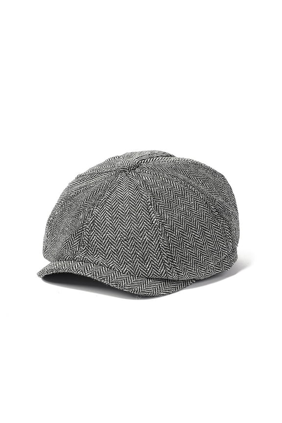 Men Woolen Stripe Gatsby Newsboy Hat Cabbie Driver Bakerboy Cap Peaky Flat Hats