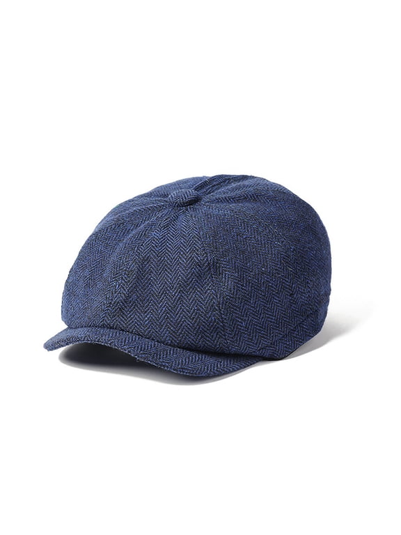 Men Woolen Stripe Gatsby Newsboy Hat Cabbie Driver Bakerboy Cap Peaky Flat Hats