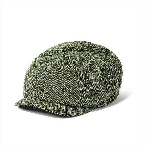 Men Woolen Stripe Gatsby Newsboy Hat Cabbie Driver Bakerboy Cap Peaky Flat Hats