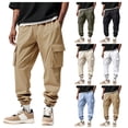 thumbnail image 1 of Men Work Pants Cameland Men Casual Fashion Breathable Exercise Draw Rope Waist Multiple Pockets Cargo Pants Bind The Feet Pants White XXL, 1 of 9