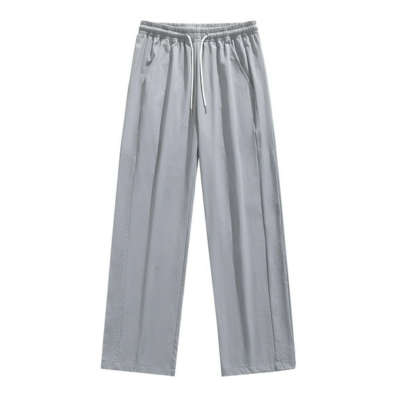 Men Work Pants, Men’s Japanese Style Trouser Drawstring Elastic Waist Pleated Design Straight Leg Cotton Casual Pants Gray XL